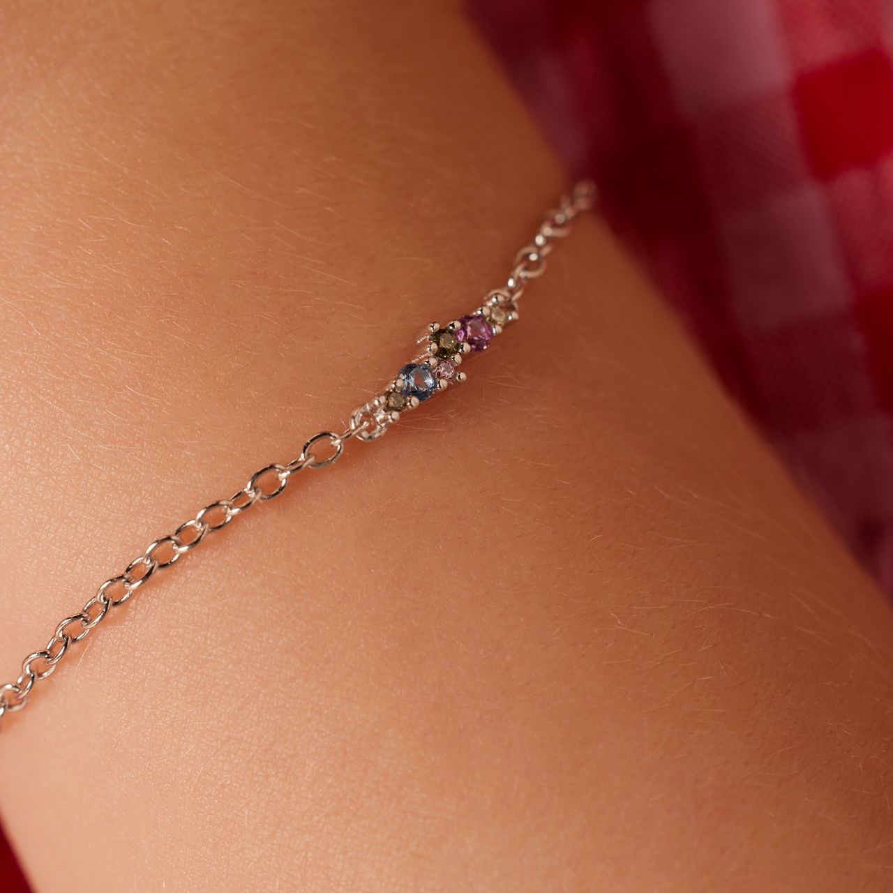 Armband aus 925er Silber, Stange, mehrfarbig