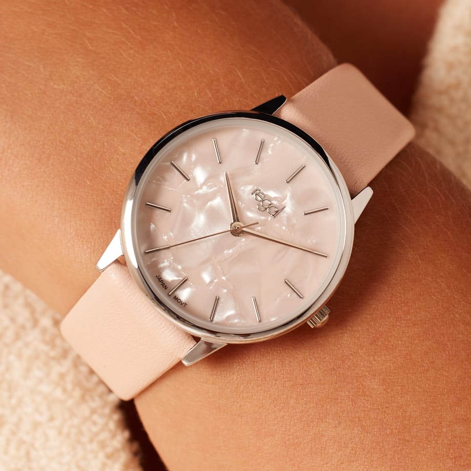 Regal Damen-Armbanduhr, Peach, Zifferblatt in Perlmuttoptik