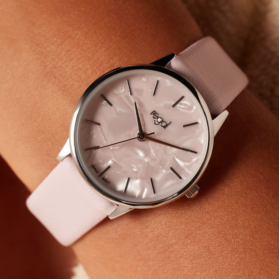 Regal Damen-Armbanduhr, Pink, Zifferblatt in Perlmuttoptik