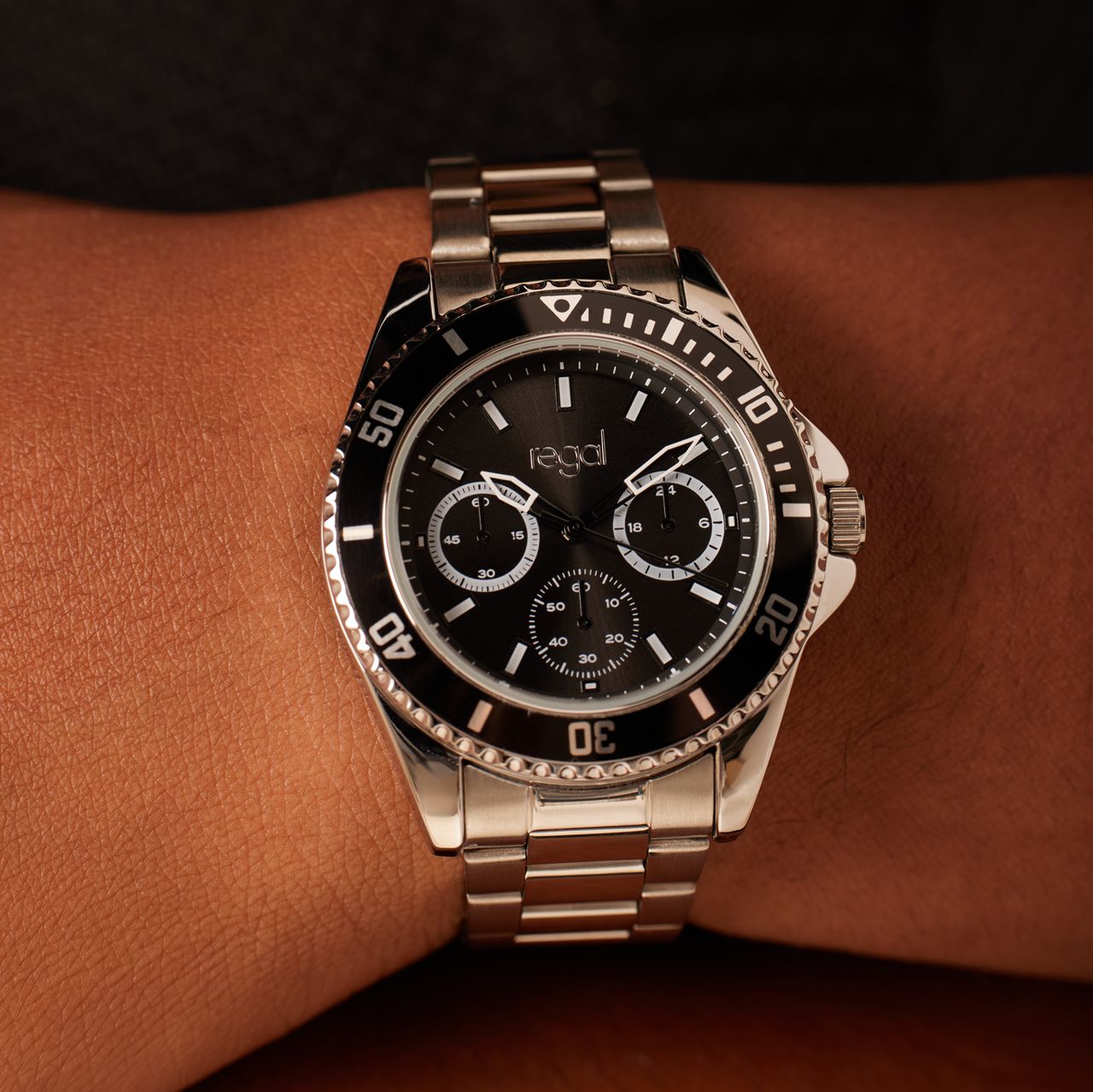 Regal heren horloge staal met groene wijzerplaat