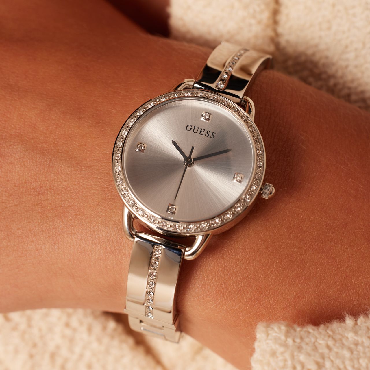 Guess Armbanduhr für Damen aus Edelstahl, Silber, BELLINI, GW0022L1