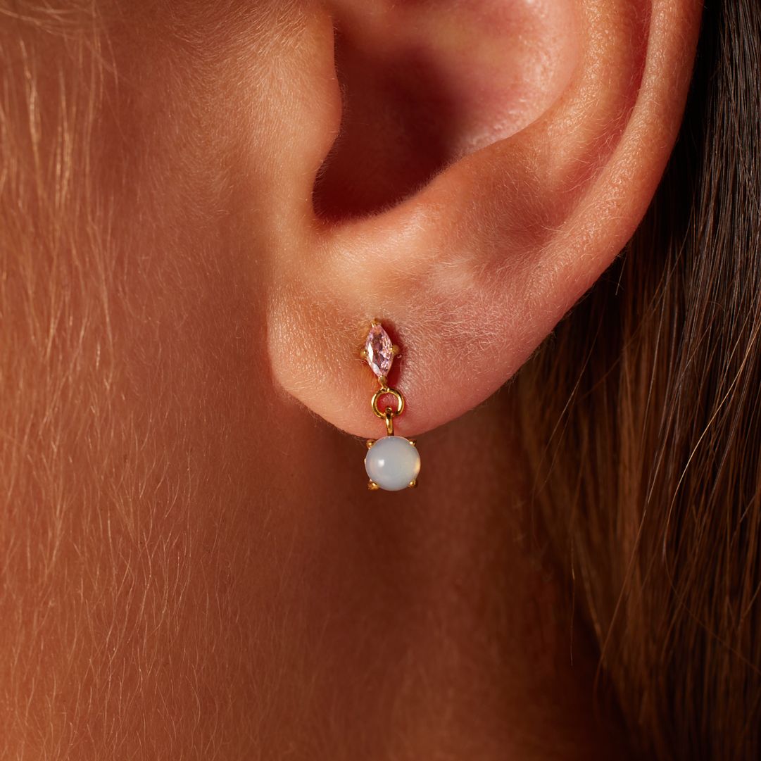 Stainless steel goldplated oorknoppen met zirkonia voor dames