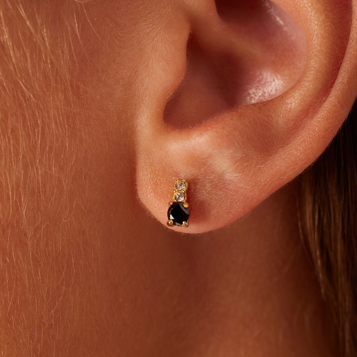 Stainless steel goldplated oorknoppen met zirkonia voor dames