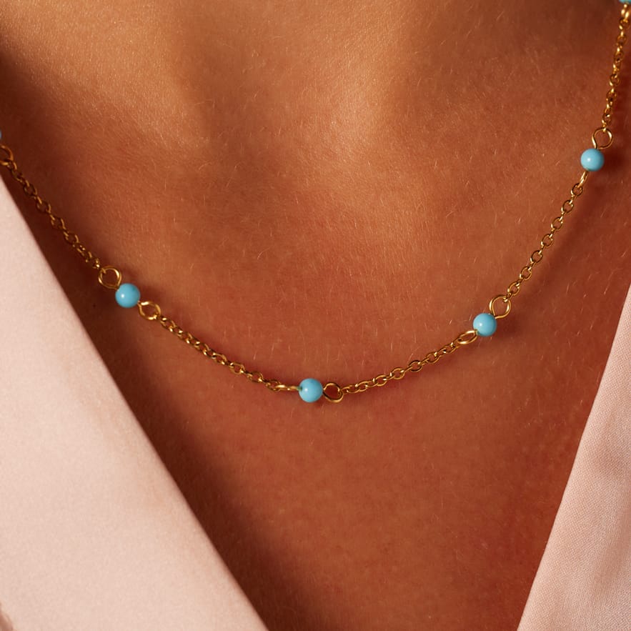 Stalen goldplated ketting met hanger voor dames