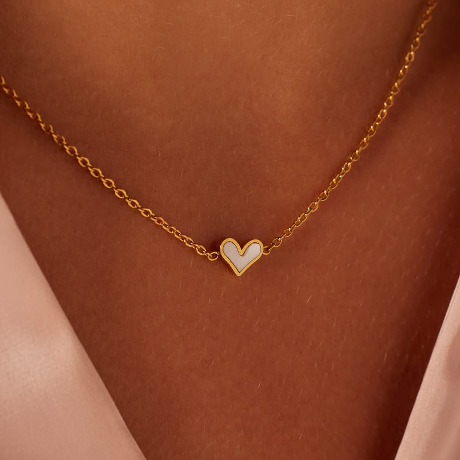 Stalen goldplated ketting met hanger hart voor dames