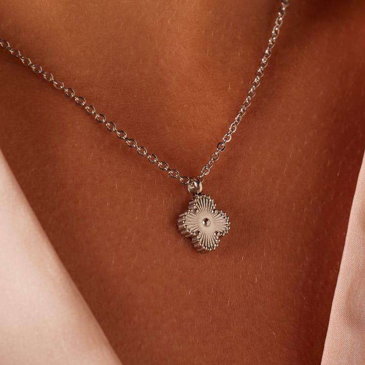 Stalen ketting met klaver