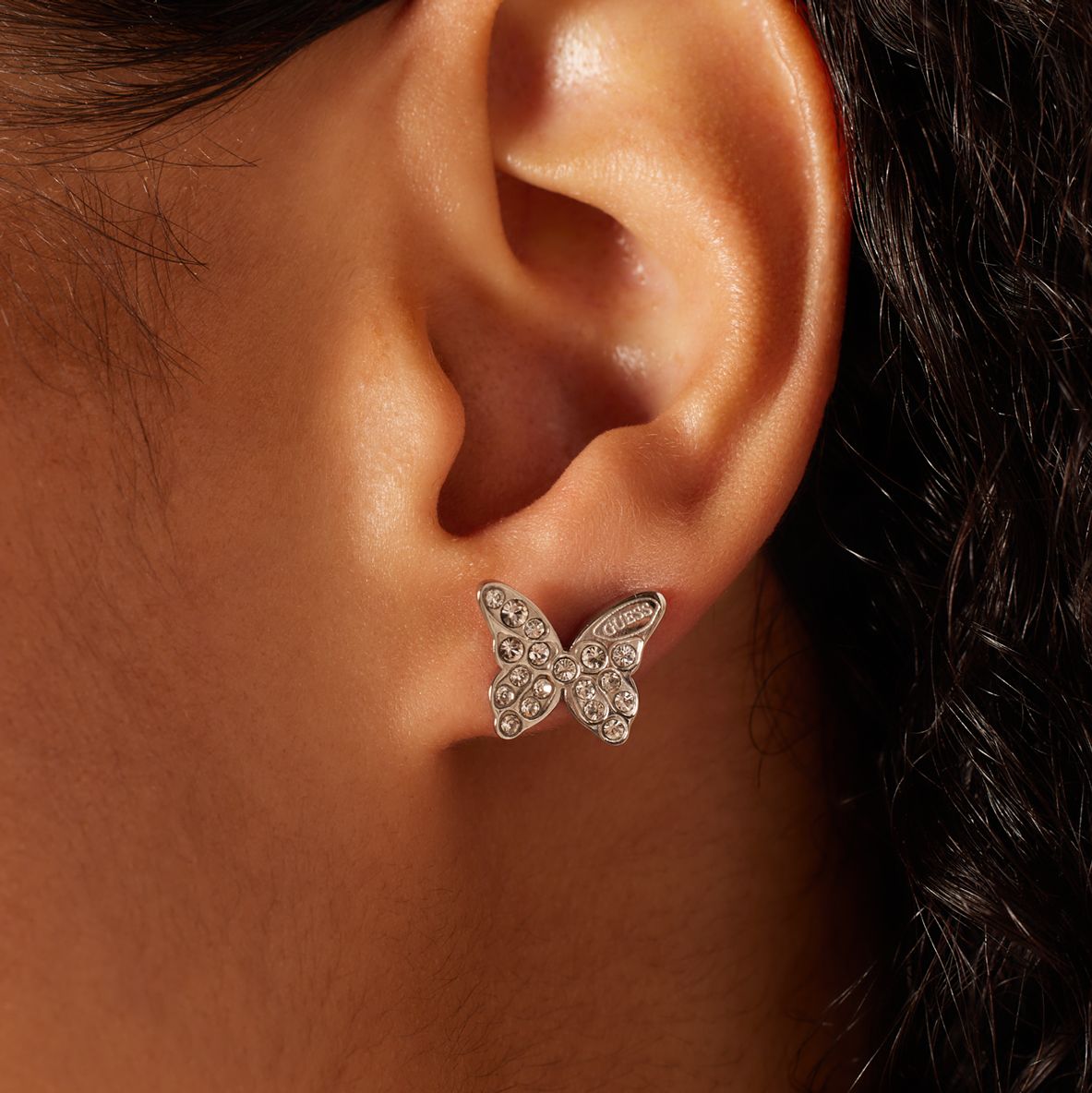 Guess stainless steel oorknoppen vlinder CHRYSALIS