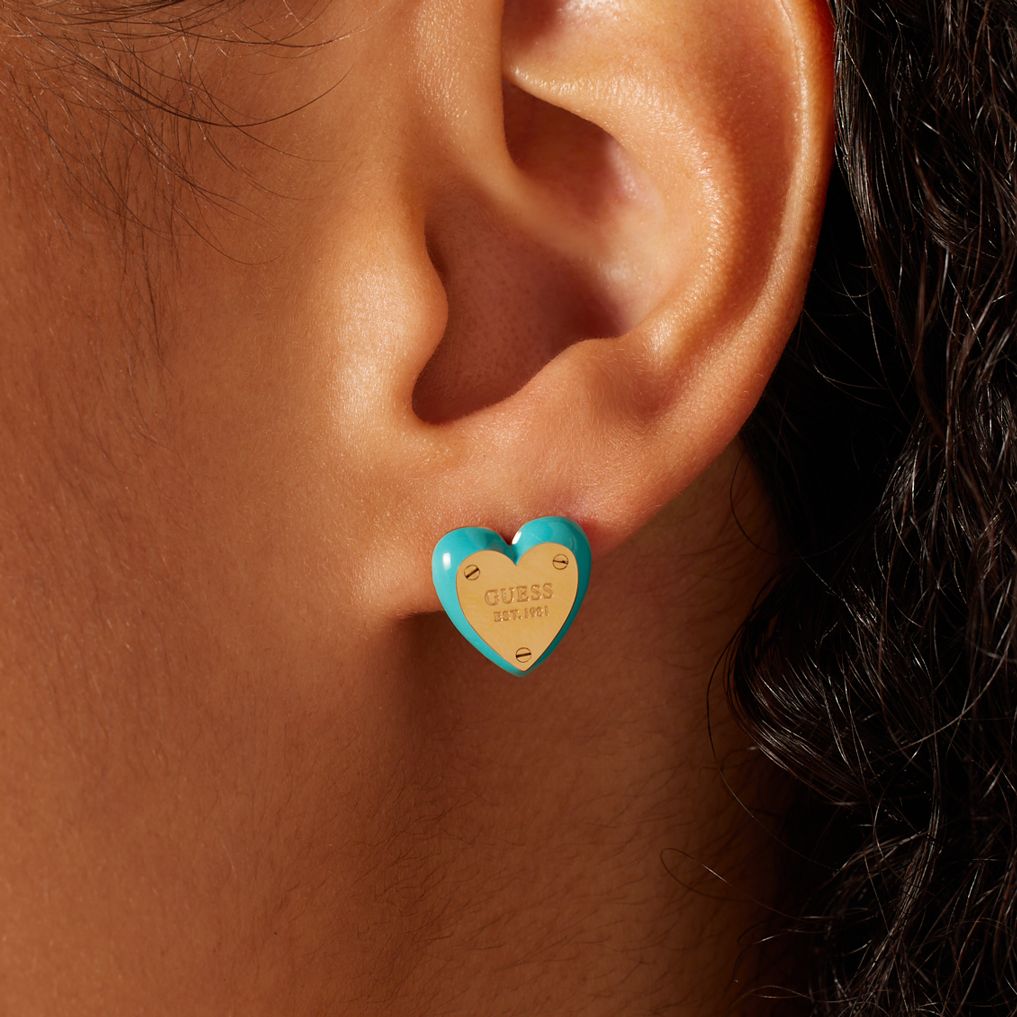 Guess Ohrstecker aus Edelstahl, vergoldet, ALL YOU NEED IS LOVE