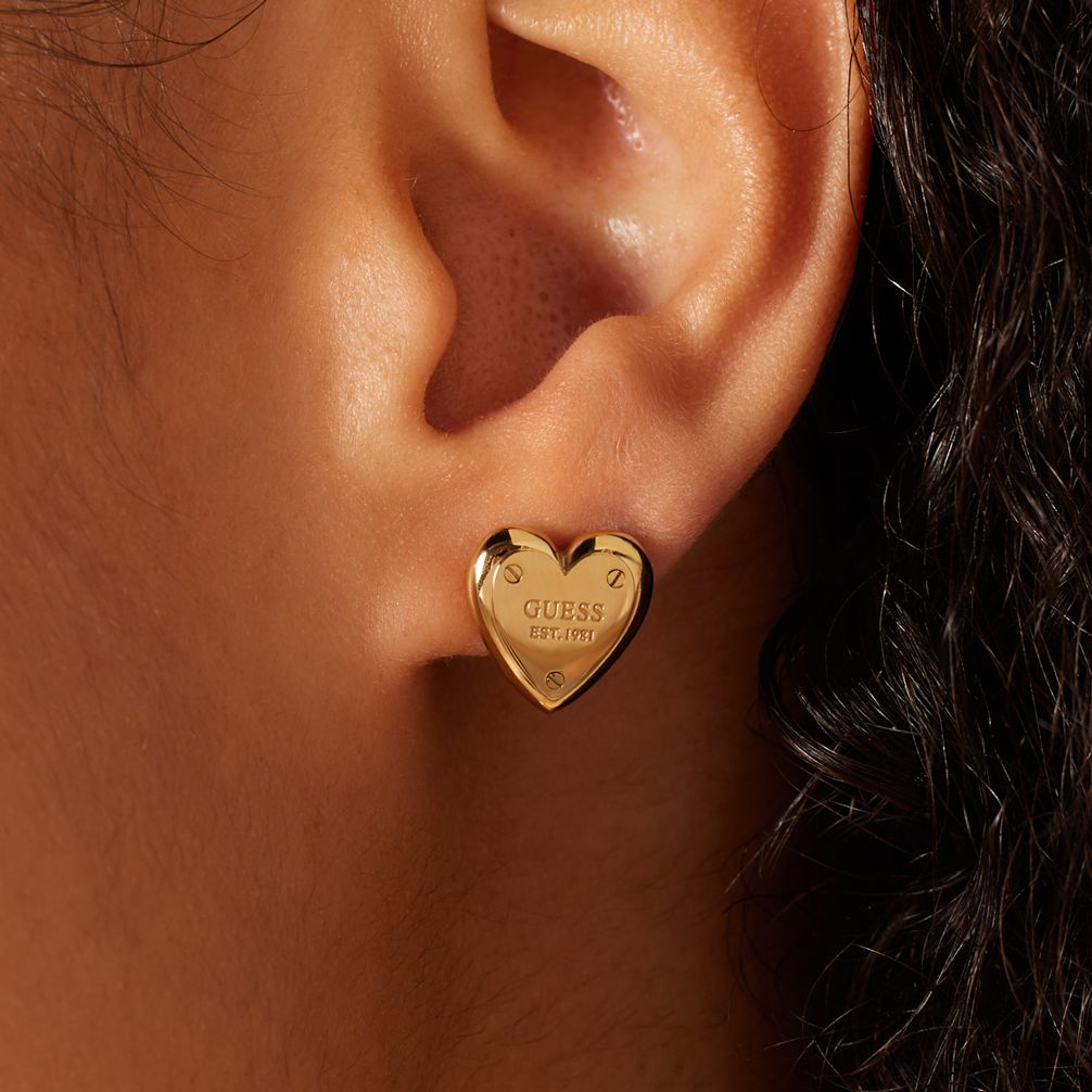 Guess stainless steel goldplated oorknoppen ALL YOU NEED IS LOVE