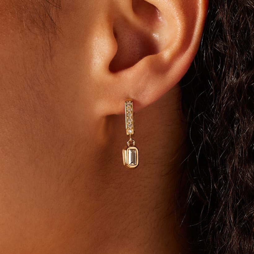 Guess stainless steel goldplated oorringen met zirkonia voor dames