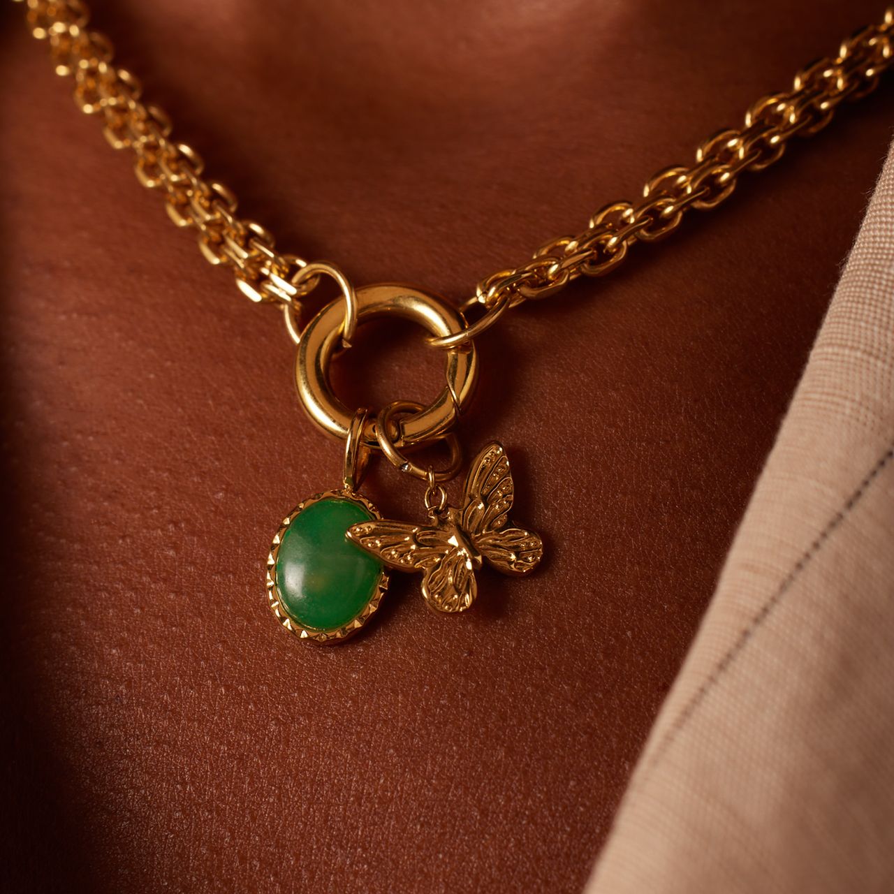 Charm aus Edelstahl, vergoldet, Oval