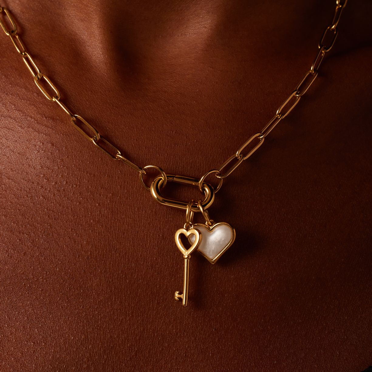 Charm aus Edelstahl, vergoldet, Herz