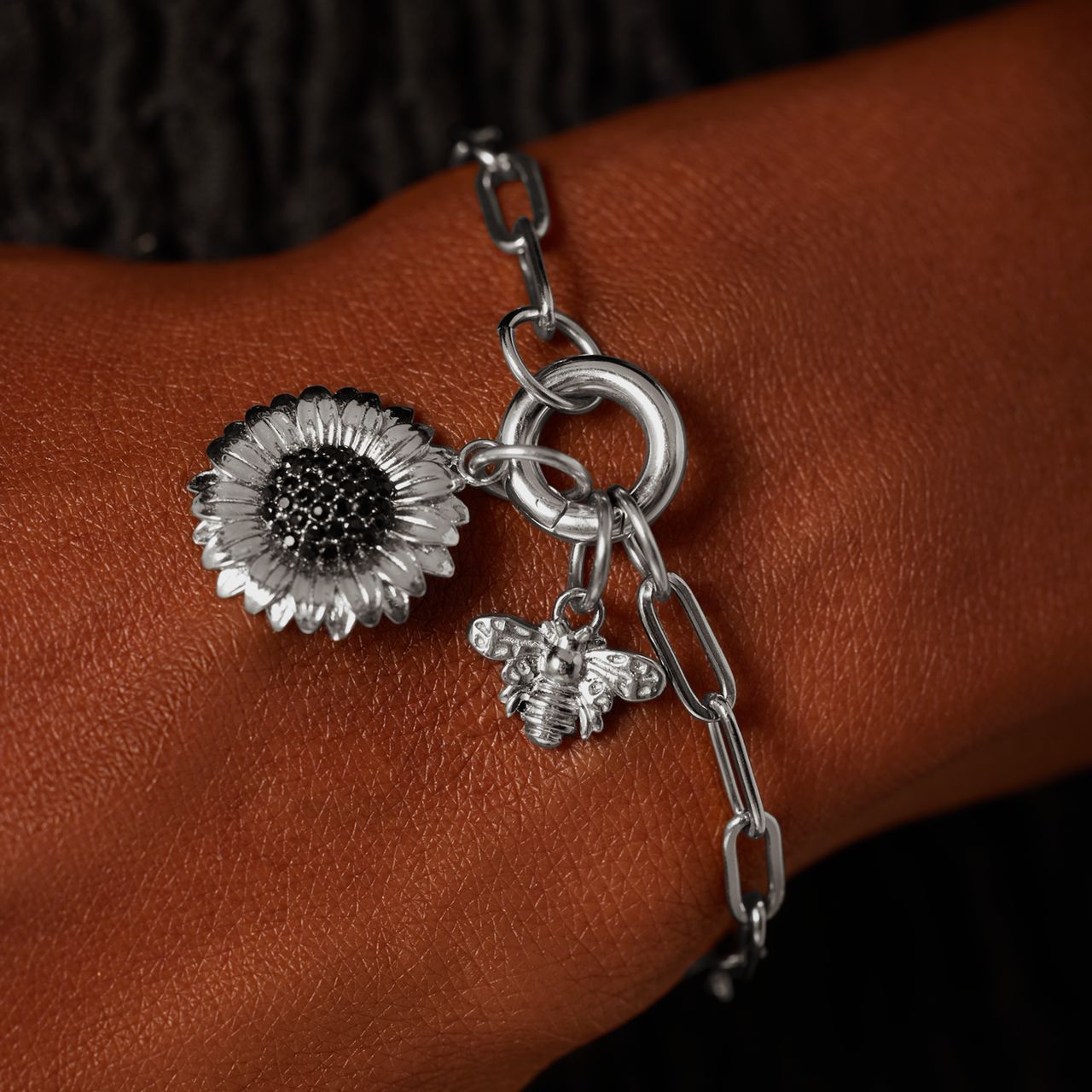 Charm aus Edelstahl, Sonnenblume