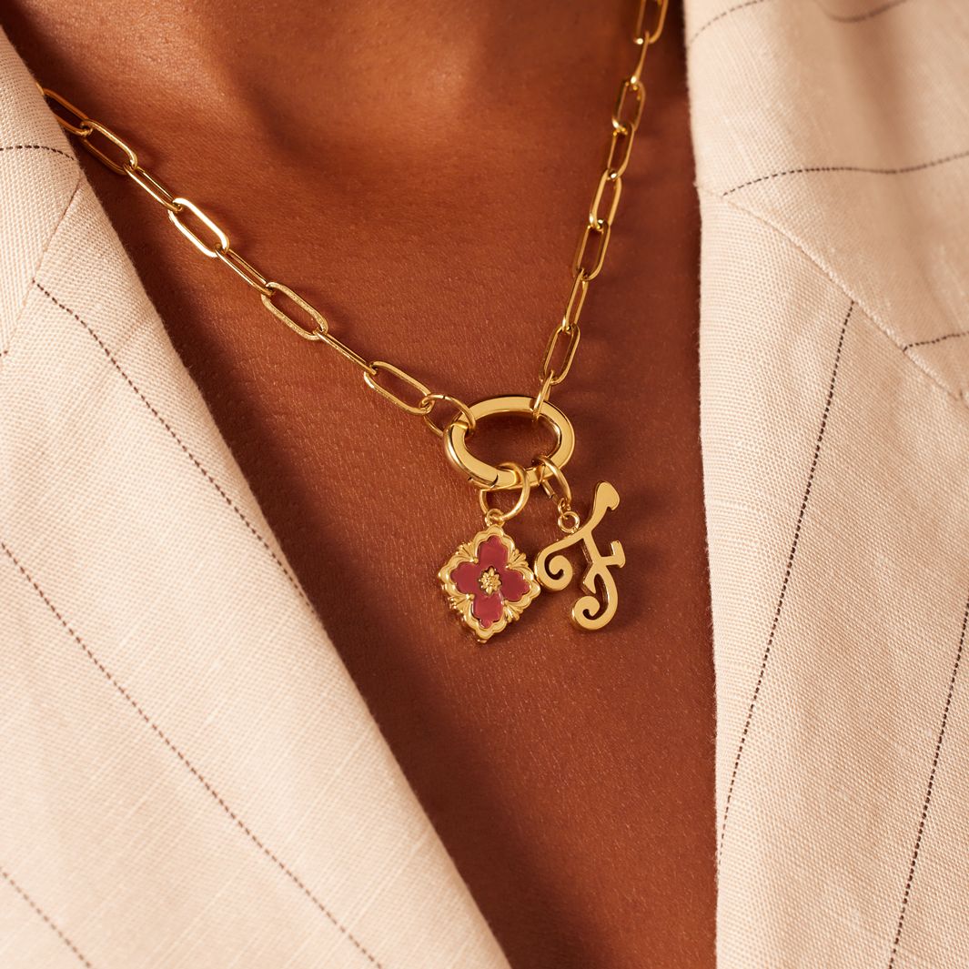 Stainless steel goldplated letterhanger voor dames