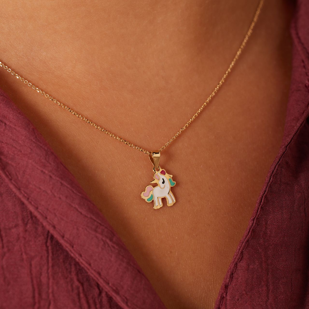 14 karaat ketting unicorn