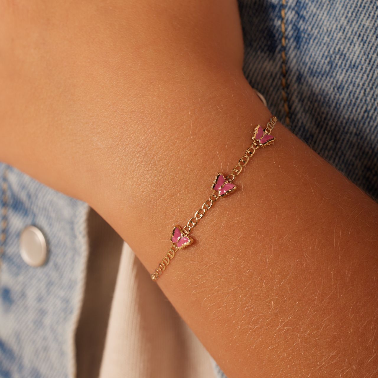 14 karaat armband vlinder