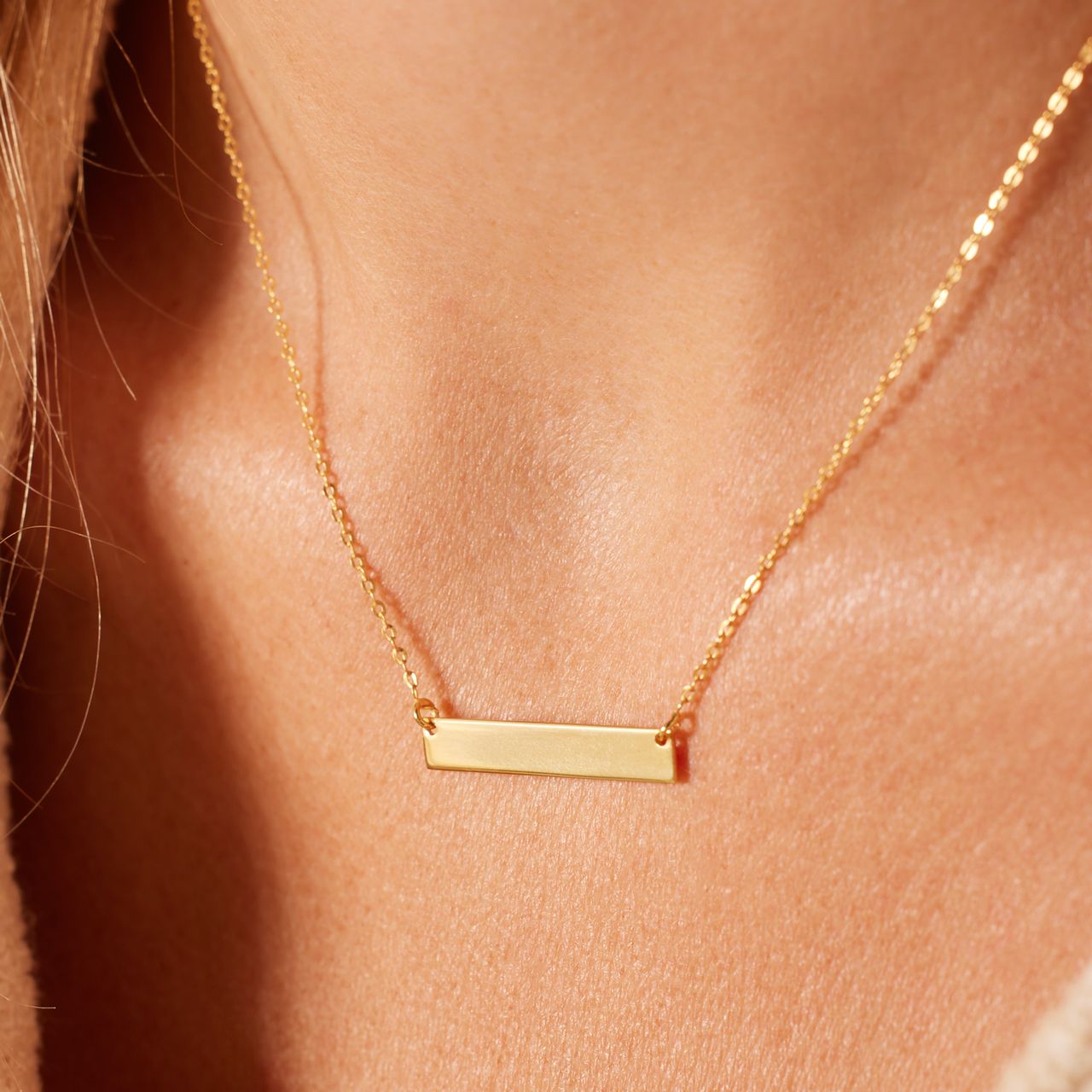 Zilveren goldplated ketting met hanger graveerplaat voor dames