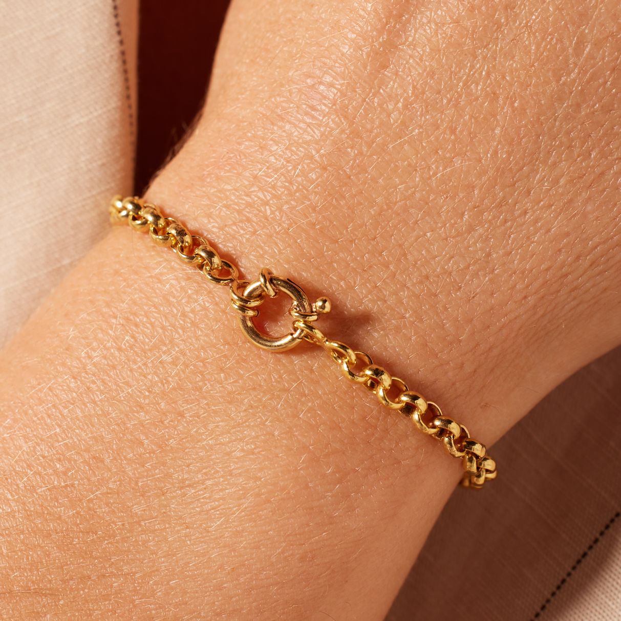 Armband aus 925er Silber, vergoldet, Jasseron-Glied