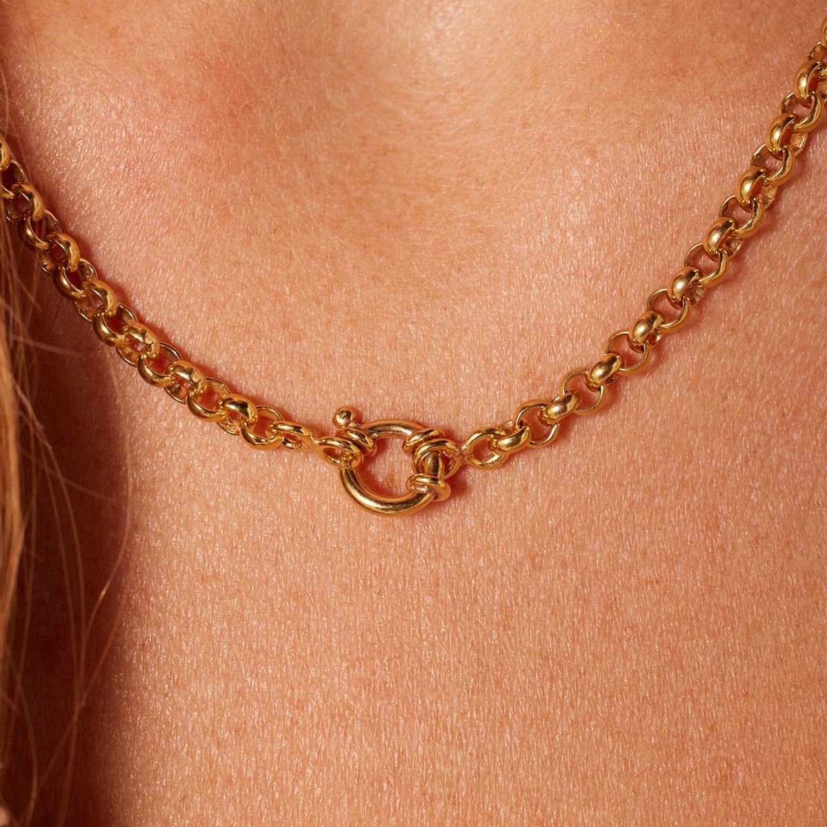 Zilveren goldplated schakelketting voor dames