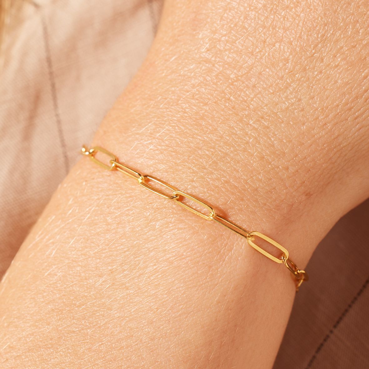 Armband aus 925er Silber, vergoldet, Büroklammerglied