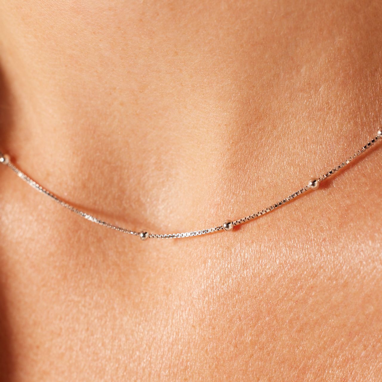 Halskette aus 925er Silber, venezianisches Glied mit Kugeln