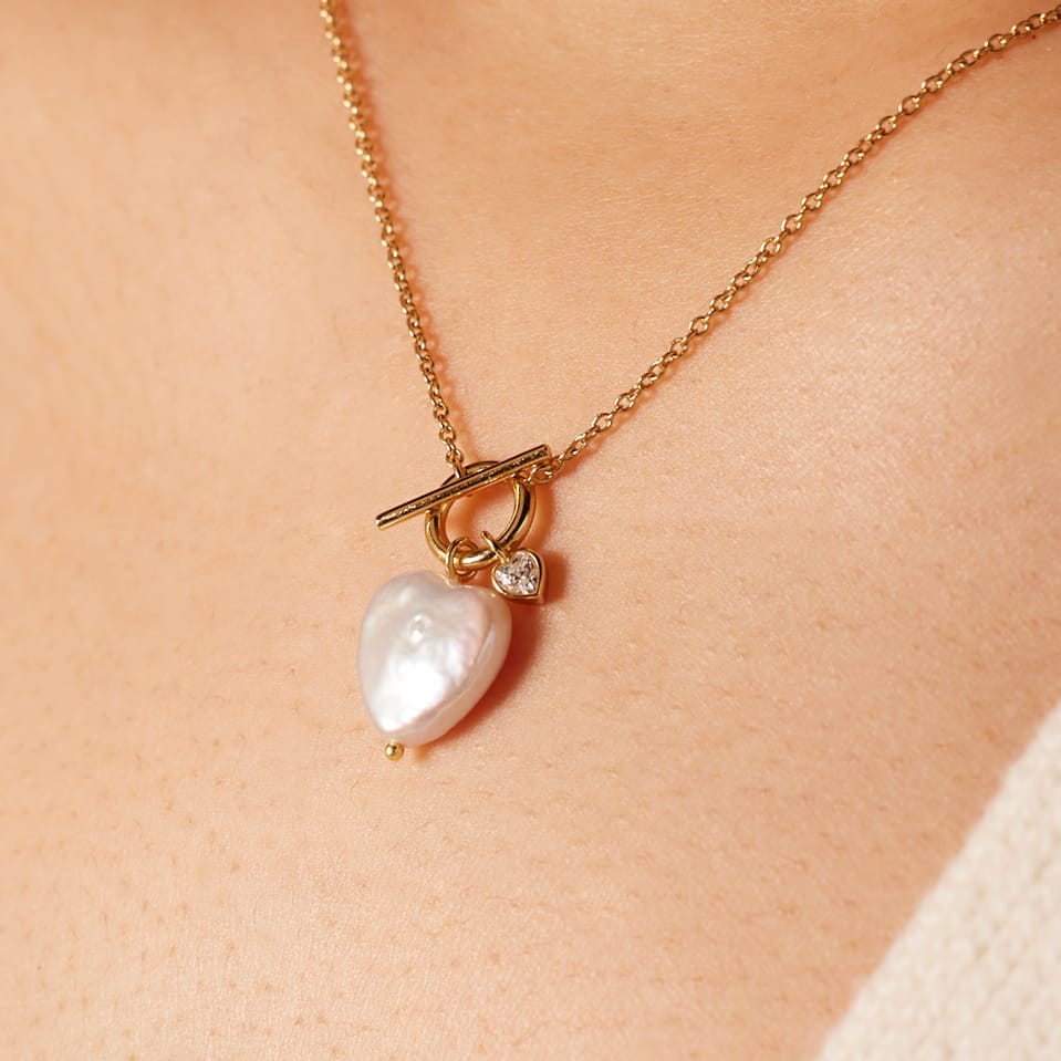 Zilveren goldplated ketting hanger hart parel