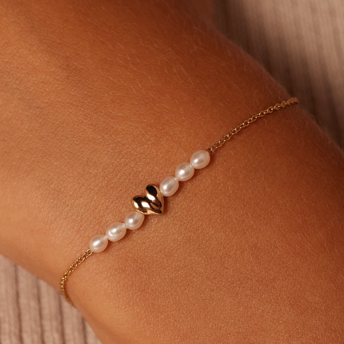 Zilver goldplate armband hart met gratis oorbellen