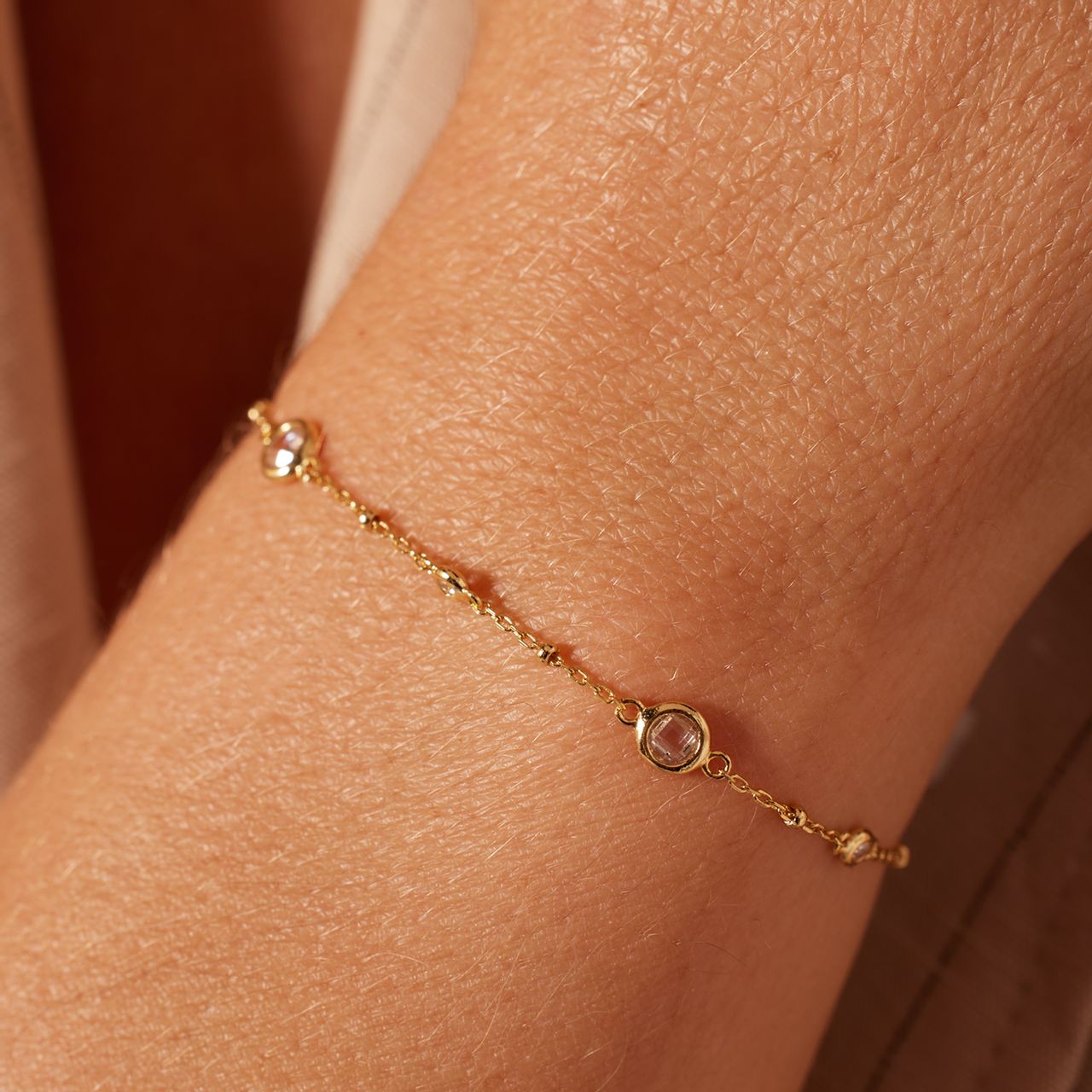 Armband aus 925er Silber, vergoldet, Zirkonia
