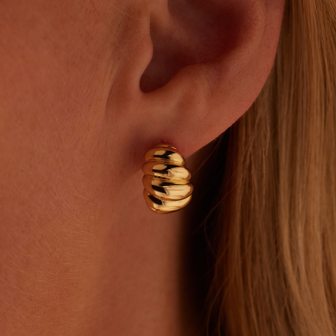 Zilveren goldplated ring croissant
