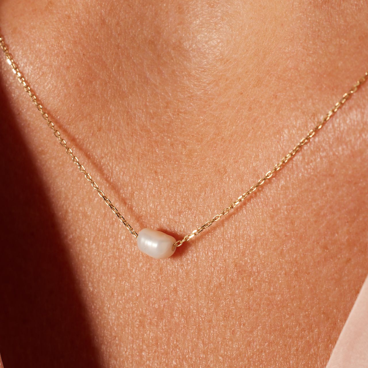 Halskette aus 585er Gelbgold mit Perle
