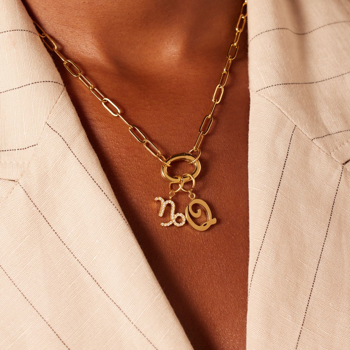 Stalen goldplated bedel steenbok