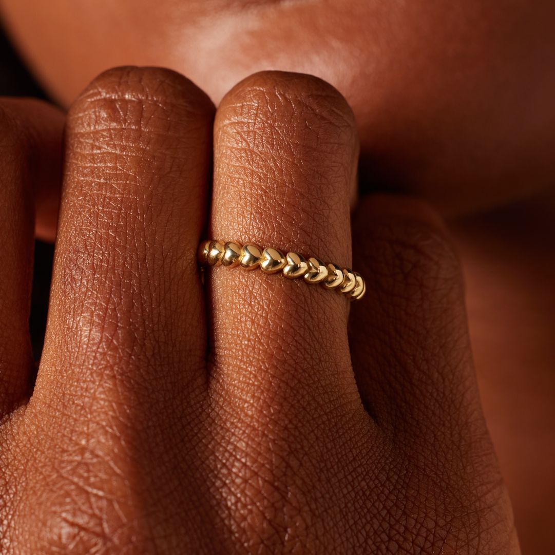 14 Karat Goldring Herzglied