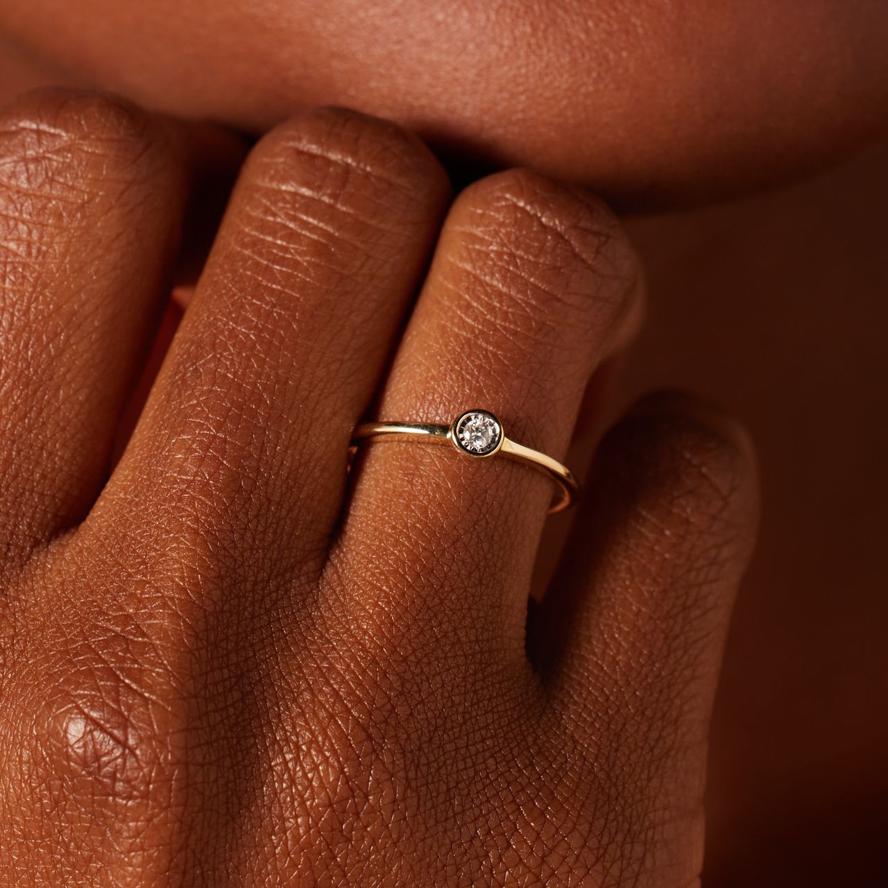 14 Karat Goldring mit Diamant 0,04 ct