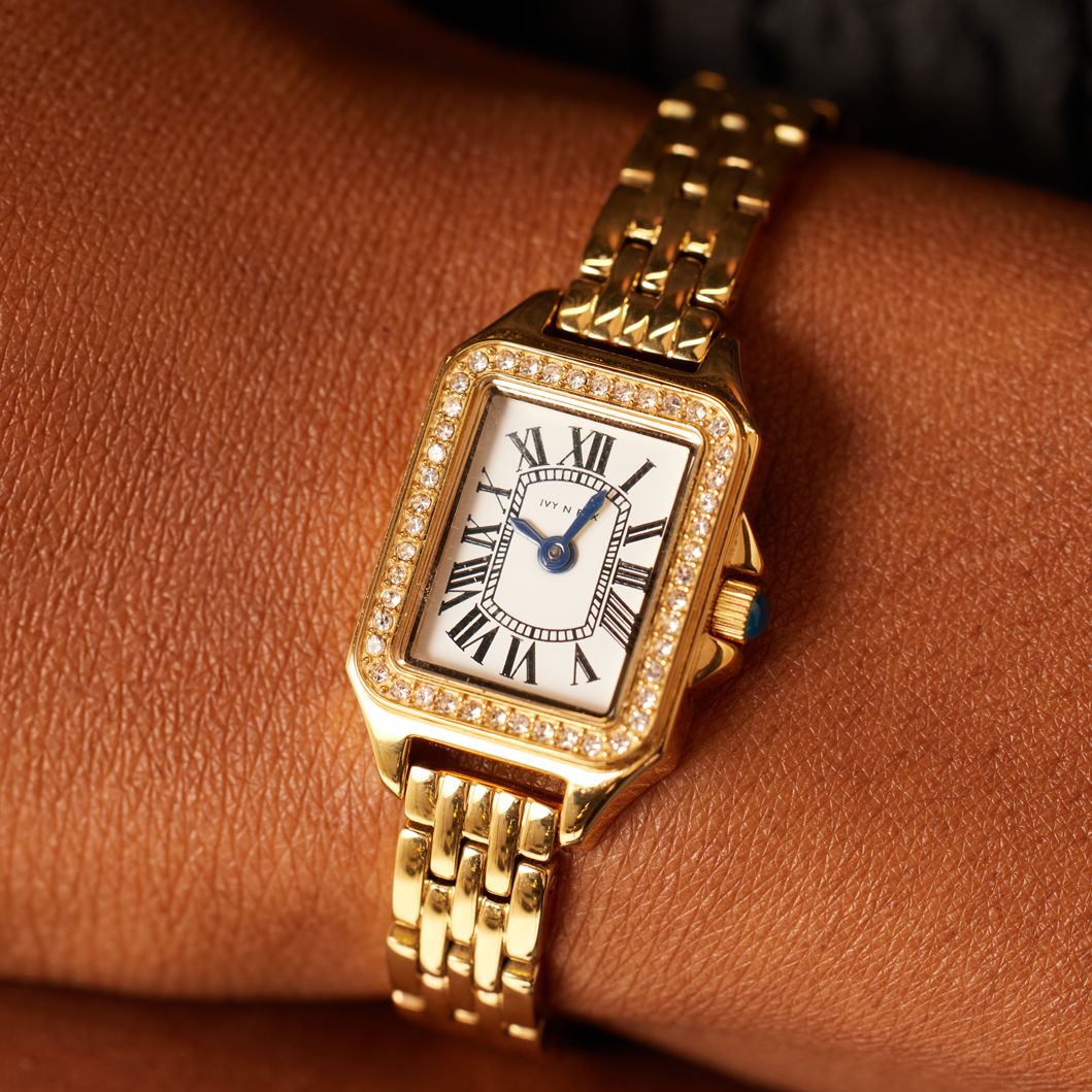 IVY N ROX Armbanduhr aus Edelstahl, goldfarben, mit Zirkonia