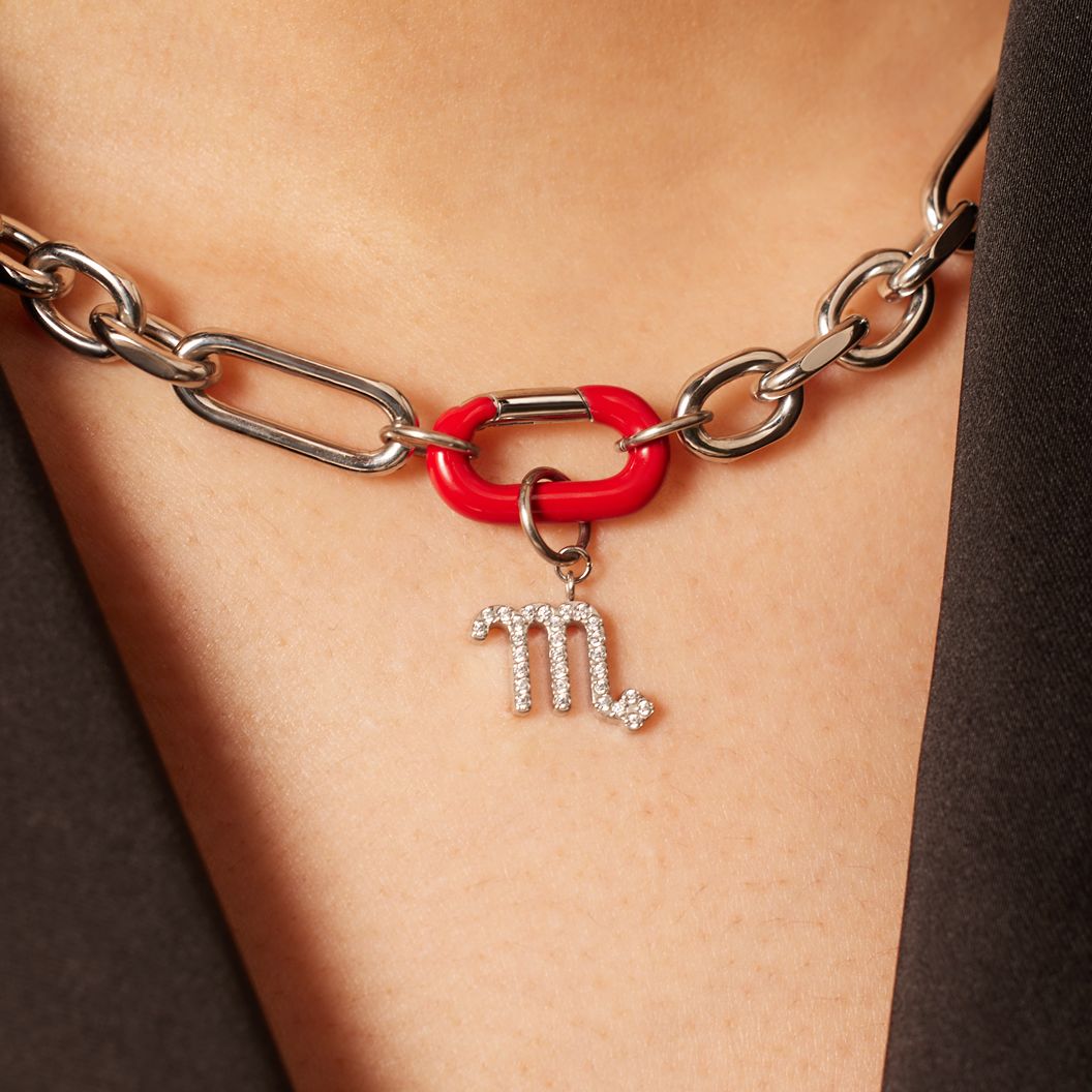 Stainless steel bedel sluiting ovaal rood emaille