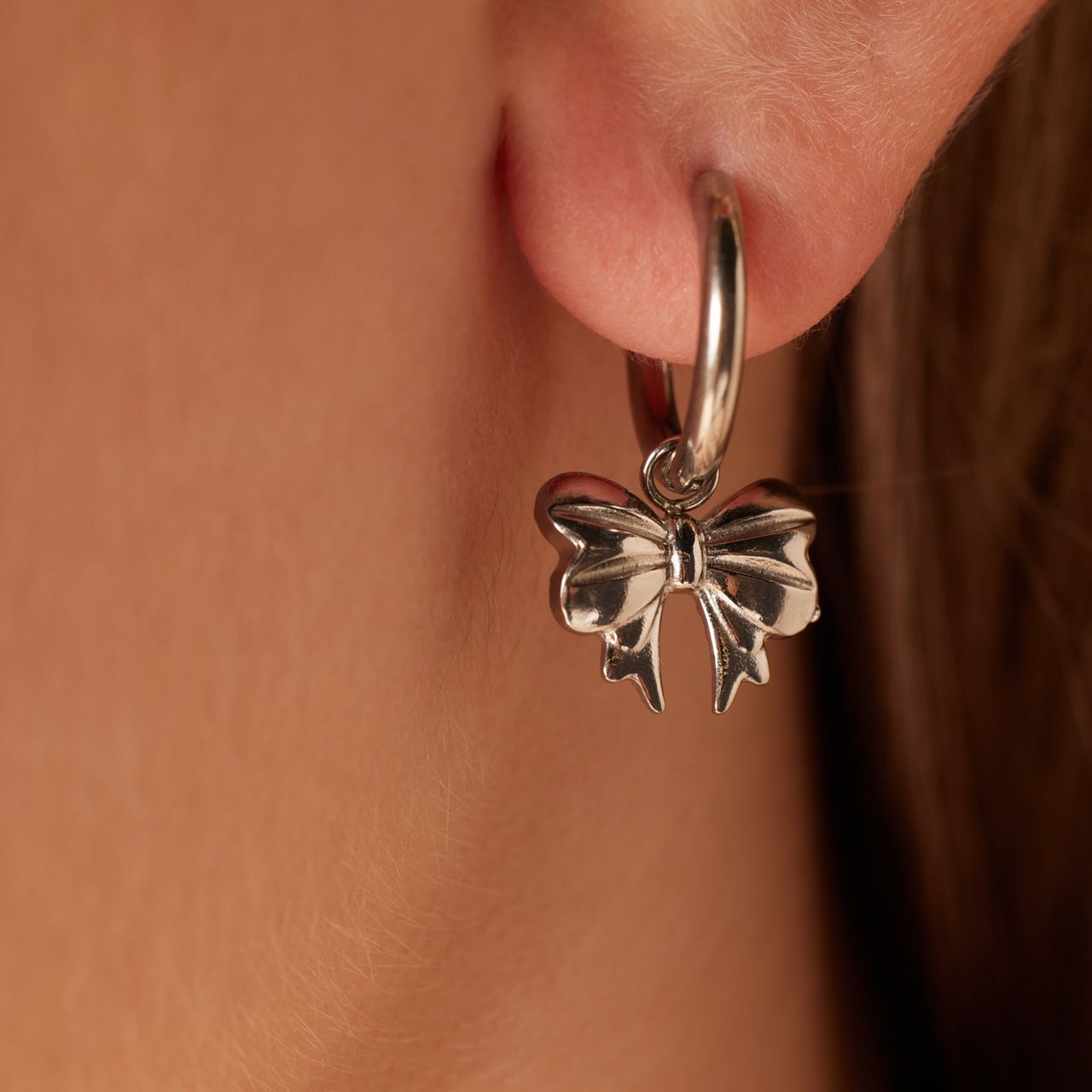 Stainless steel oorbellen met strik