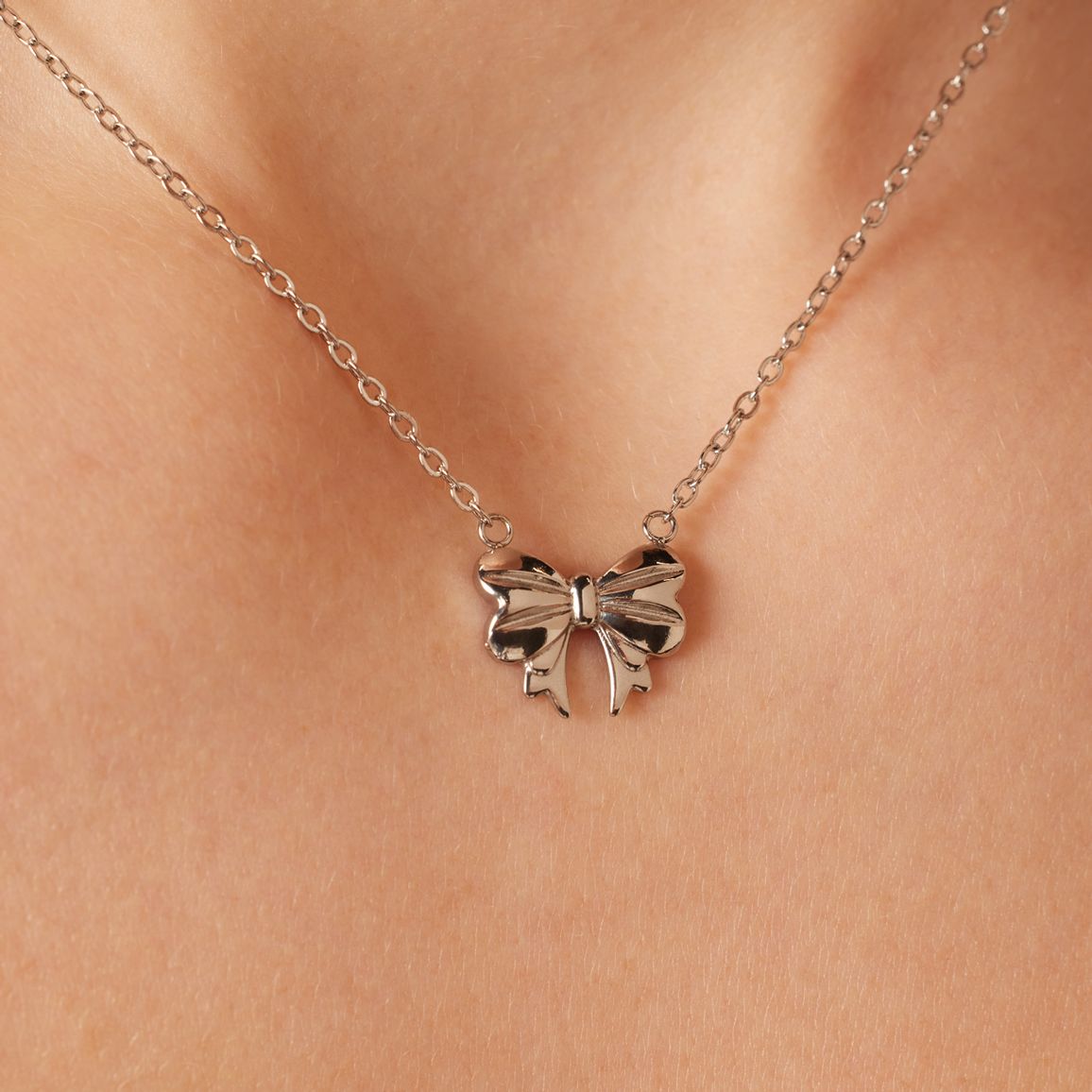 Stainless steel ketting met strik