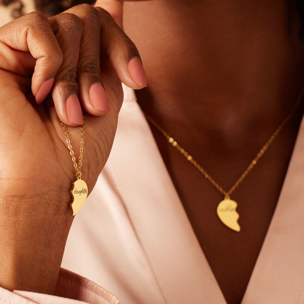 Stalen goldplated ketting met hanger breekhart voor dames