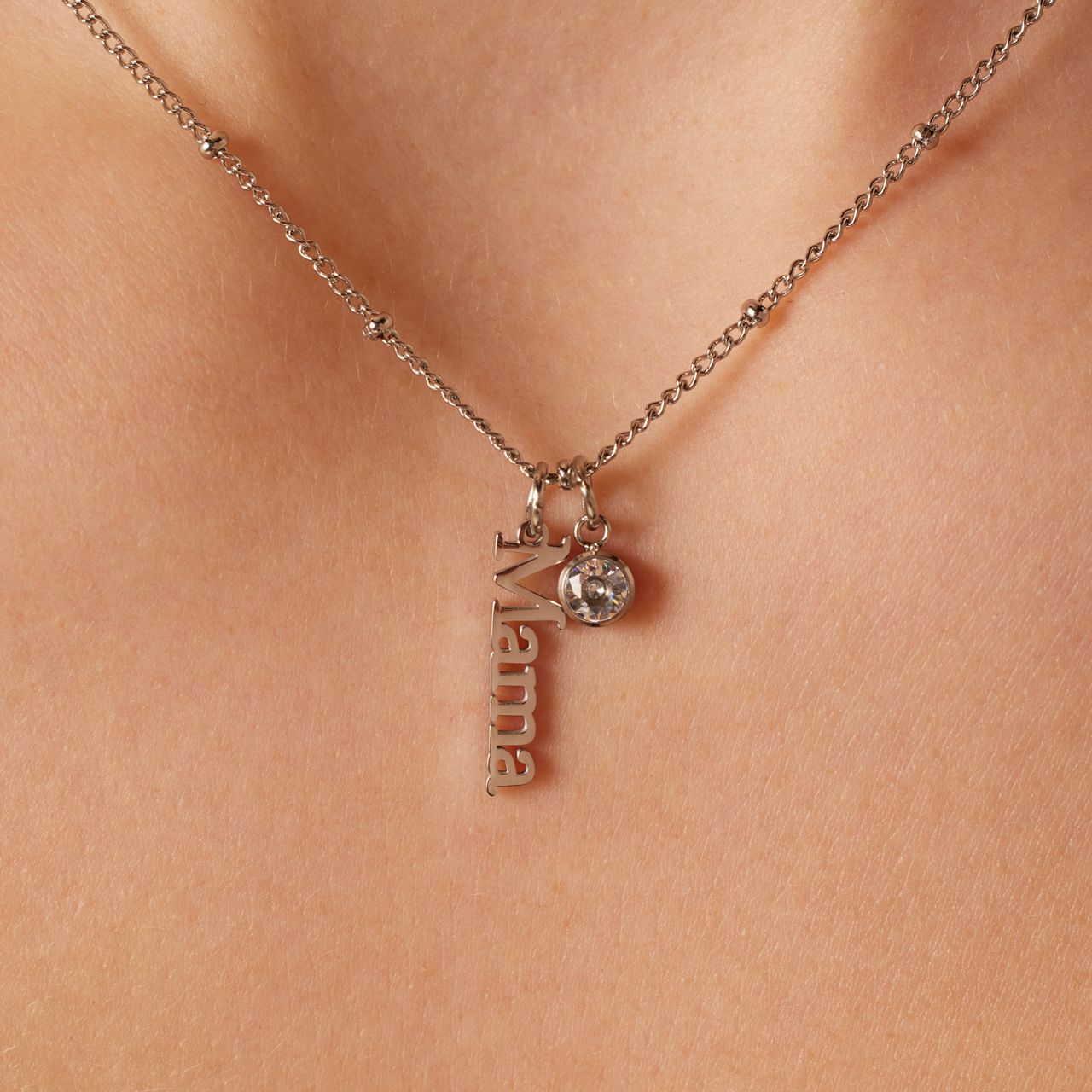 Stainless steel ketting met mama