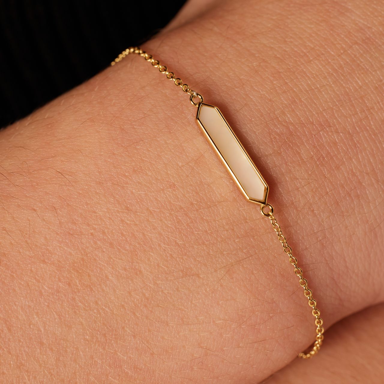 Armband aus 925er Silber, vergoldet, mit Perlmutt