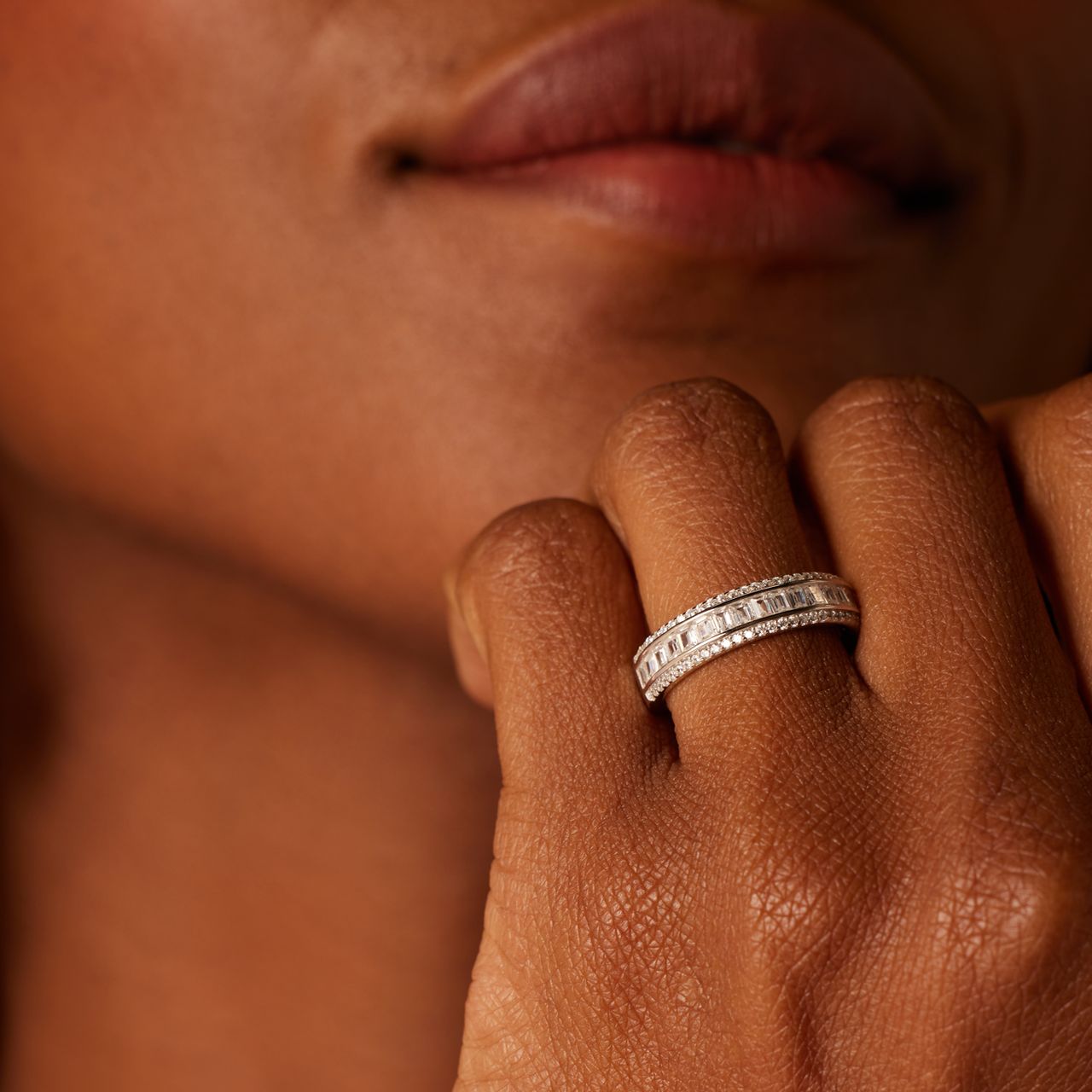 Ring aus 925er Silber, Baguette, Zirkonia