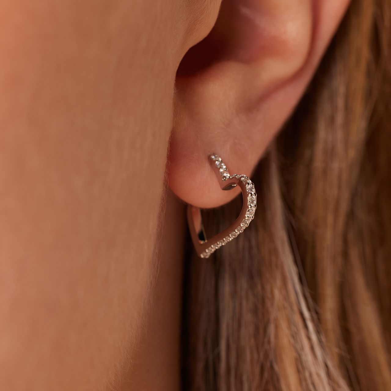 Ohrringe aus 925er Silber, Herz mit Zirkonia