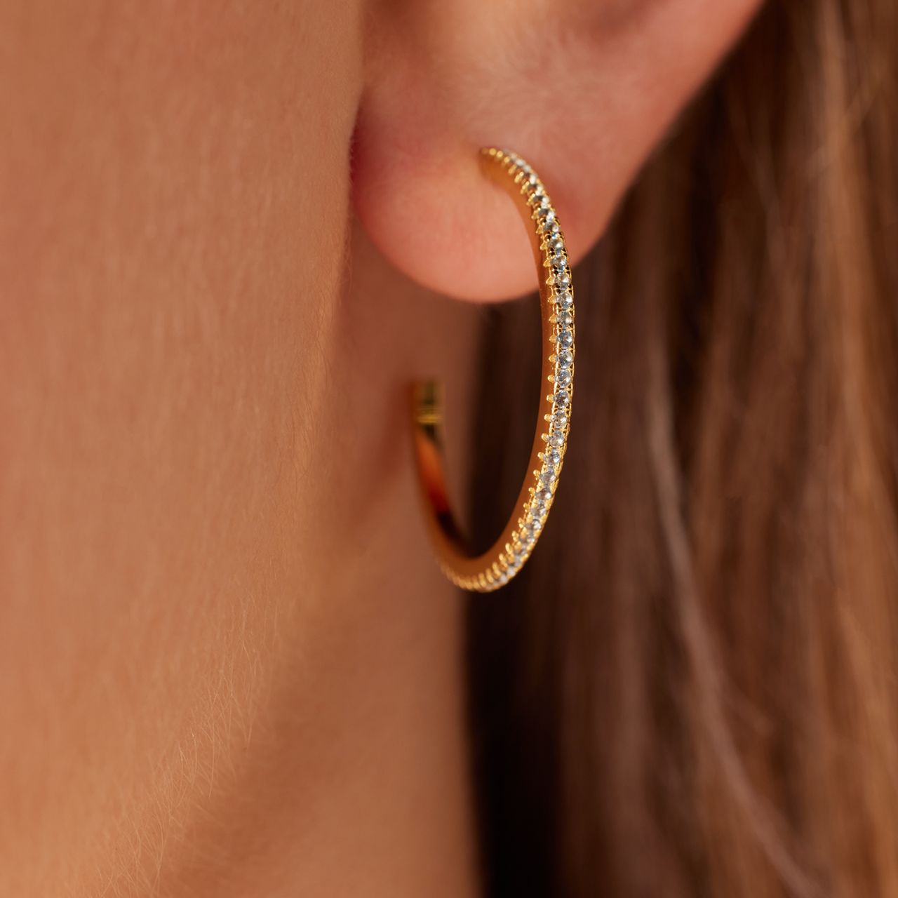 Zilveren goldplated oorringen met zirkonia voor dames