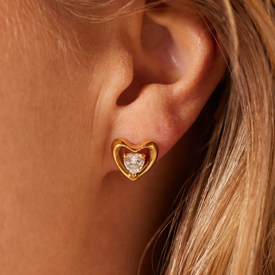 Guess stalen goldplated oorbellen BELOVED