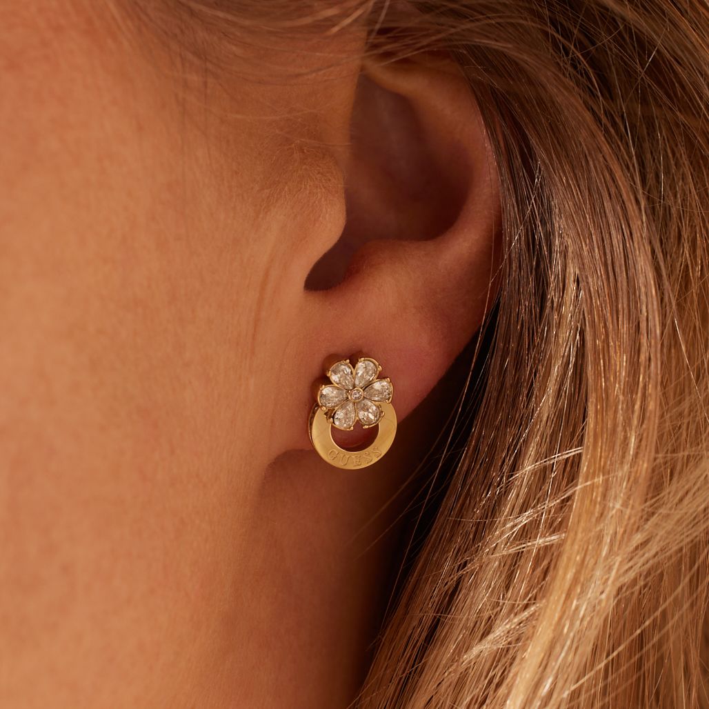 Guess stalen goldplated oorbellen LILY