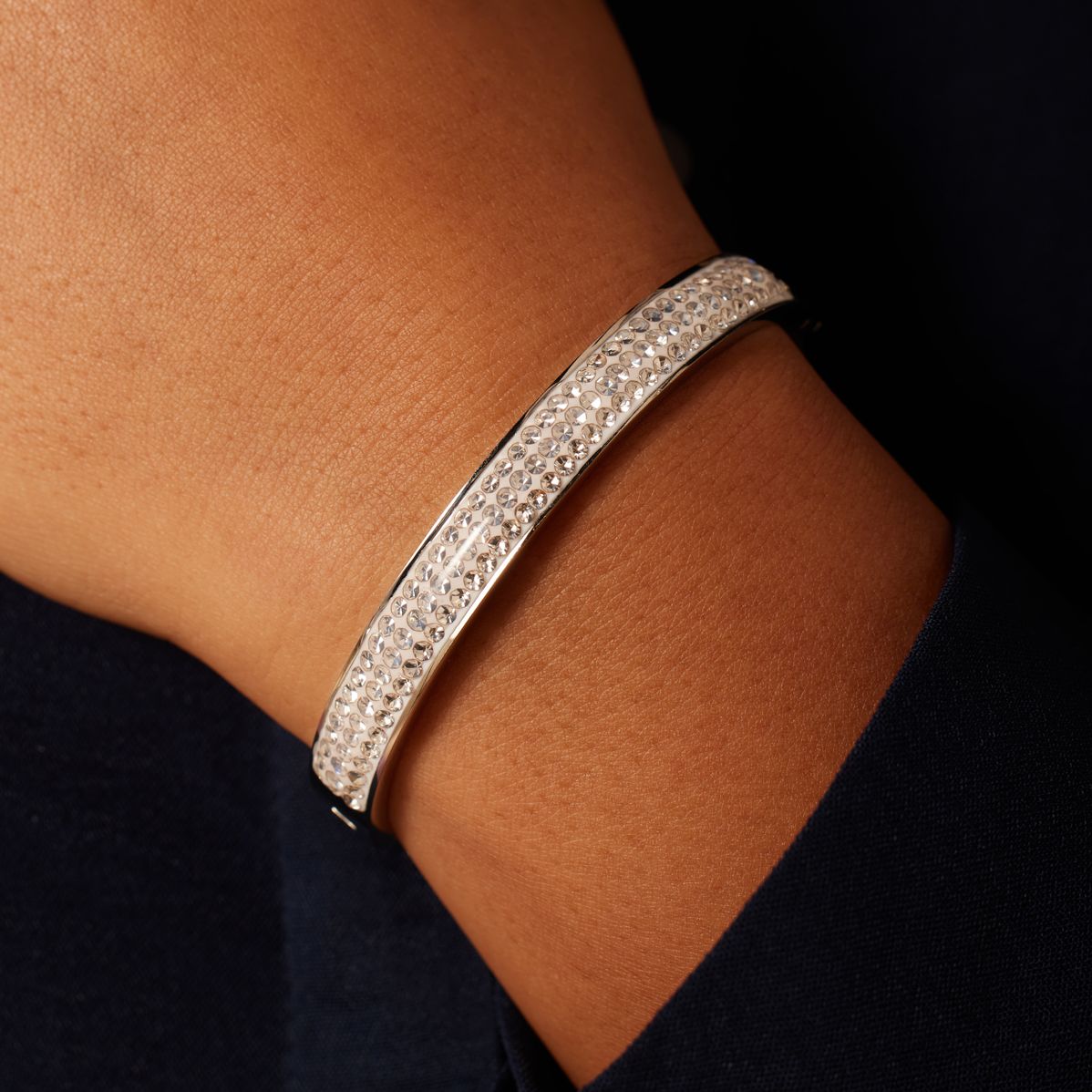 Stainless steel bangle met kristal