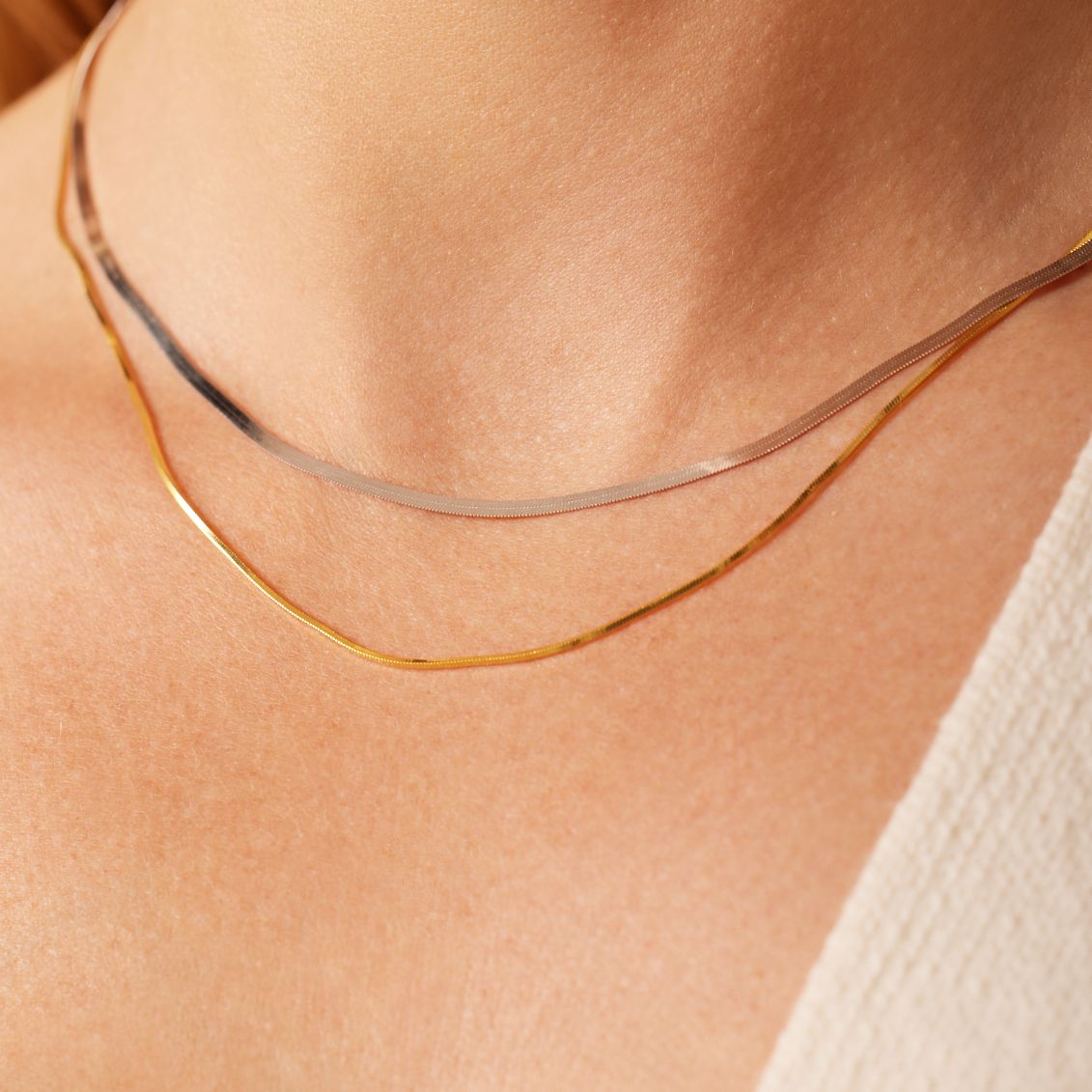 Zilveren bicolor ketting voor dames