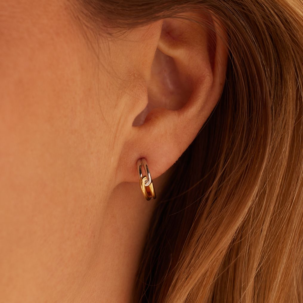 Silberne, goldbeschichtete bicolor Creolen für Damen