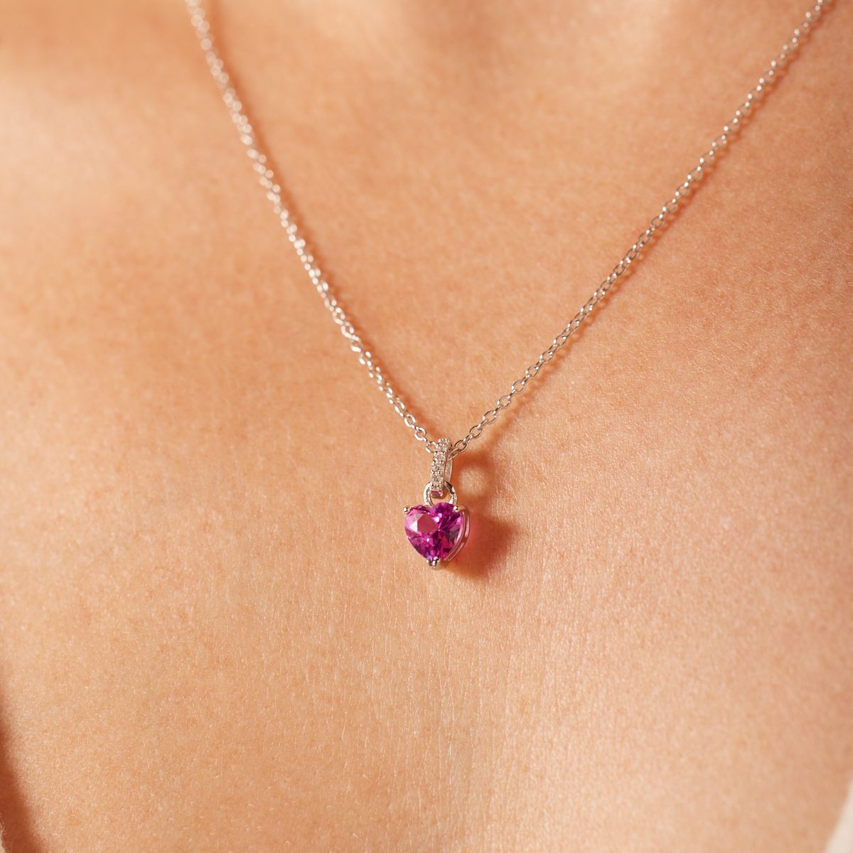 Zilveren ketting met hanger hart met zirkonia voor dames