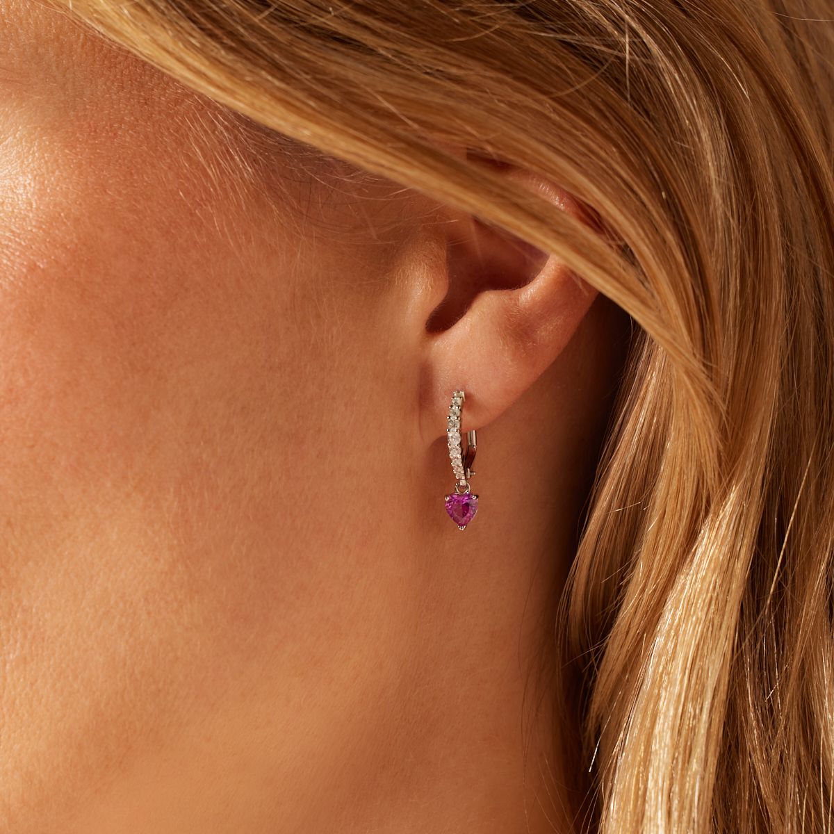 Silberne Herz-Ohrringe mit Zirkonia für Damen